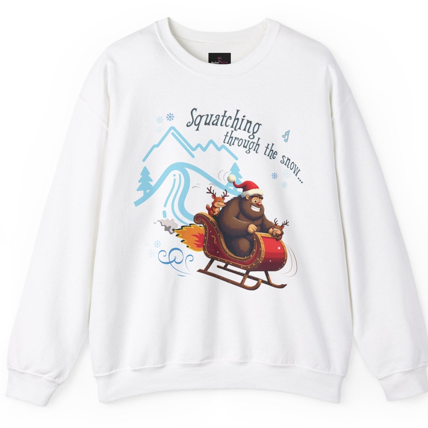 Squatching Through The Snow - Funny Sasquatch Bigfoot Christmas Sweatshirt - Unisex Heavy Blend™ Crewneck Sweatshirt