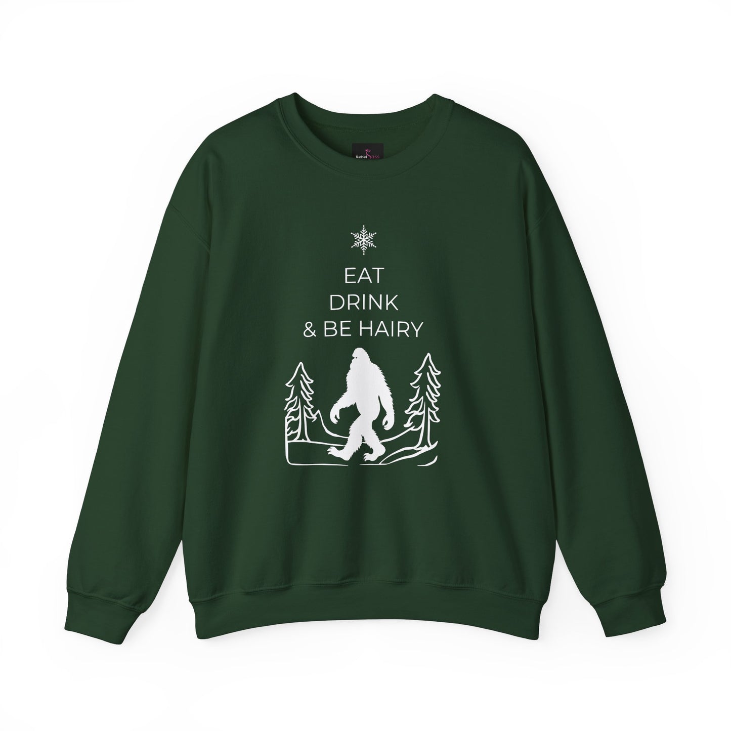 Eat Drink And Be Hairy- Funny Bigfoot Sasquatch Christmas Sweatshirt - Unisex Heavy Blend™ Crewneck Sweatshirt