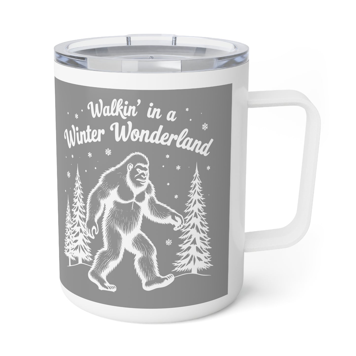 "Walking In A Winter Wonderland"-  Bigfoot Sasquatch Christmas- Insulated Coffee Mug, 10oz