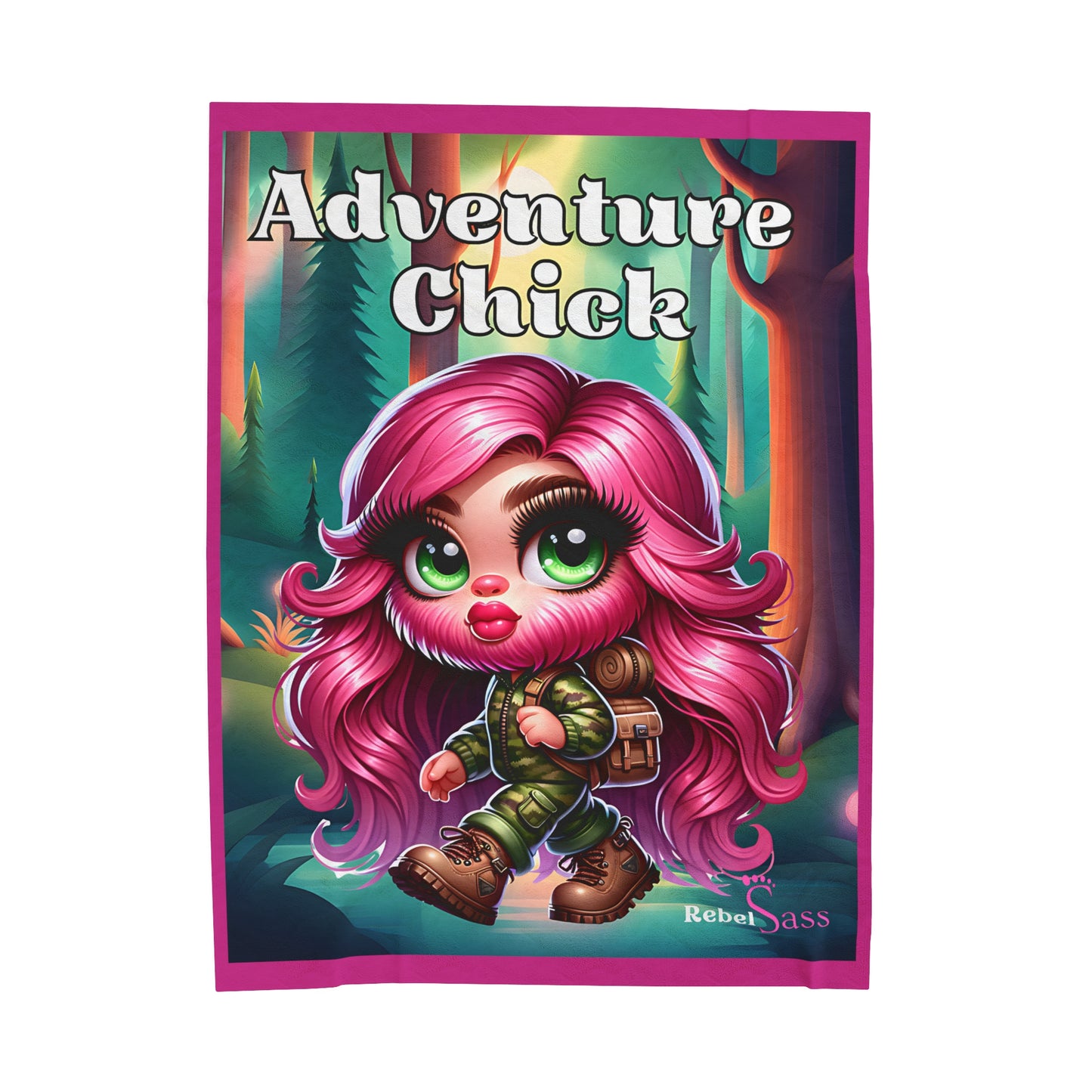 Adventure Chick, Velveteen Plush Blanket, Rebel Sass Bigfoot