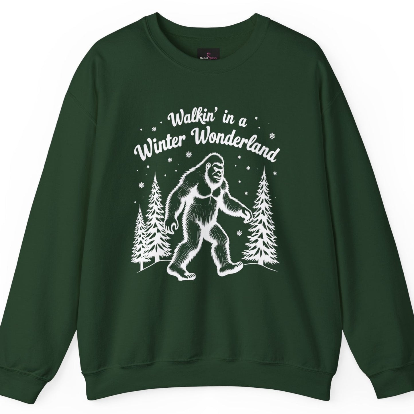 Walking In a Winter Wonderland - Funny Bigfoot  Sasquatch Christmas Sweatshirt - Unisex Heavy Blend™ Crewneck Sweatshirt