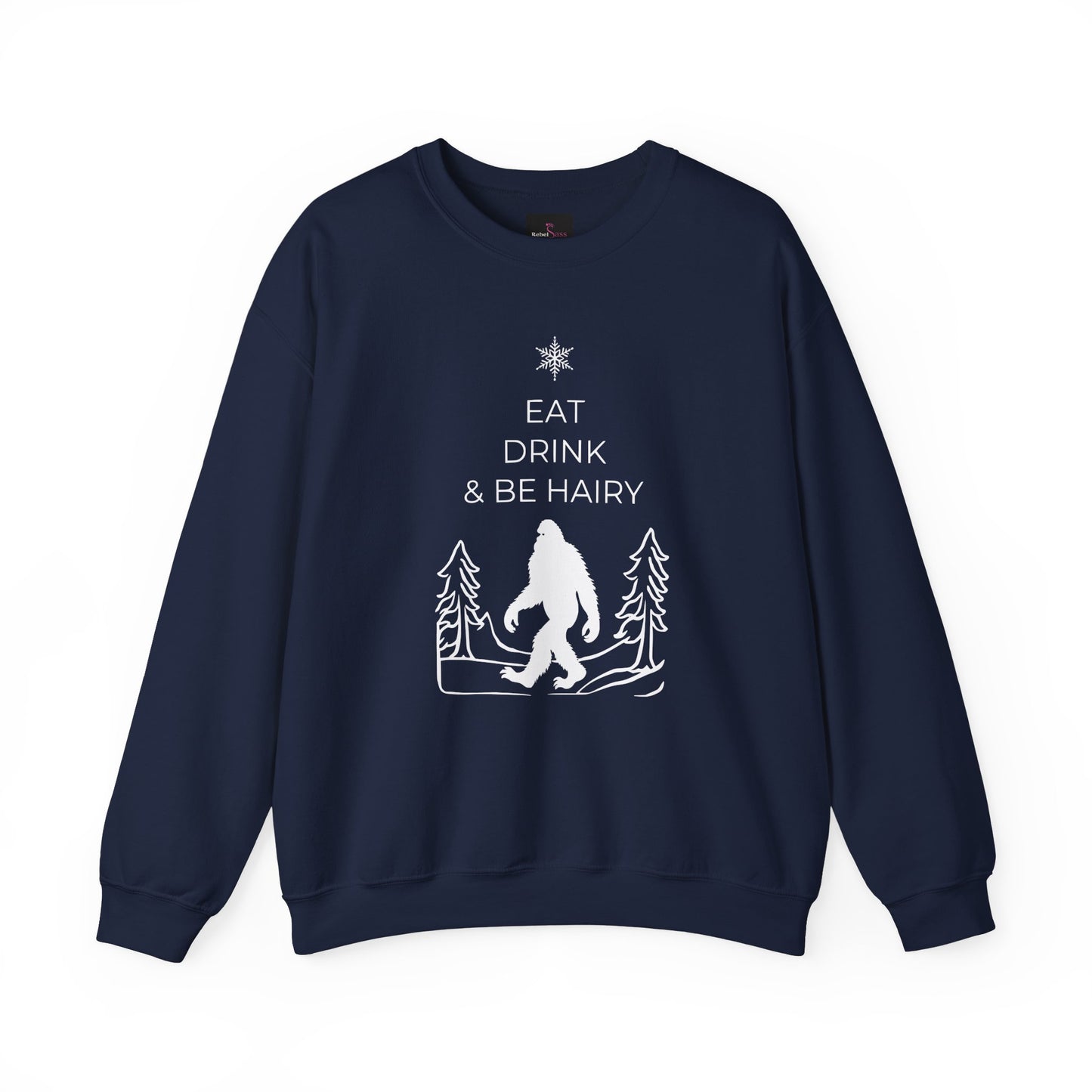 Eat Drink And Be Hairy- Funny Bigfoot Sasquatch Christmas Sweatshirt - Unisex Heavy Blend™ Crewneck Sweatshirt