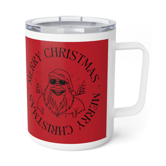 "Merry Christmas"-  Bigfoot Sasquatch Christmas- Insulated Coffee Mug, 10oz