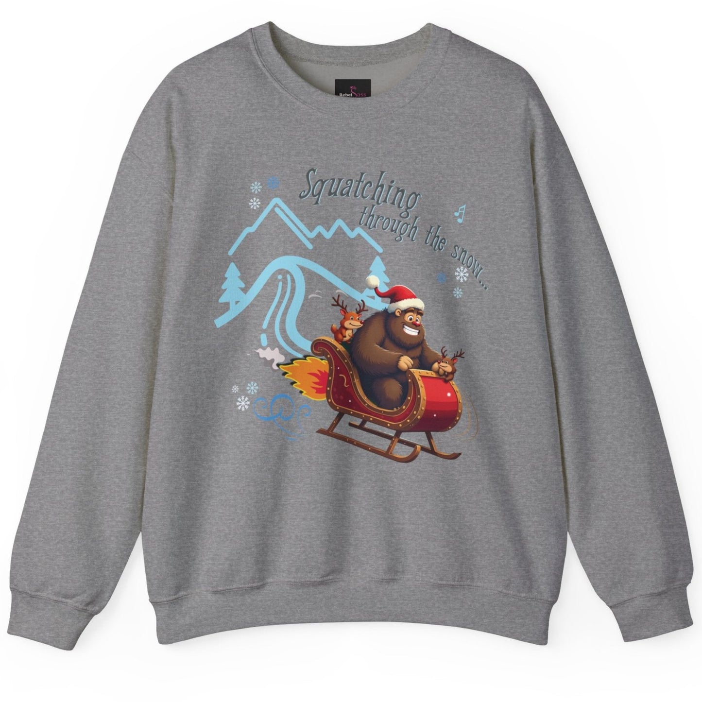 Squatching Through The Snow - Funny Sasquatch Bigfoot Christmas Sweatshirt - Unisex Heavy Blend™ Crewneck Sweatshirt