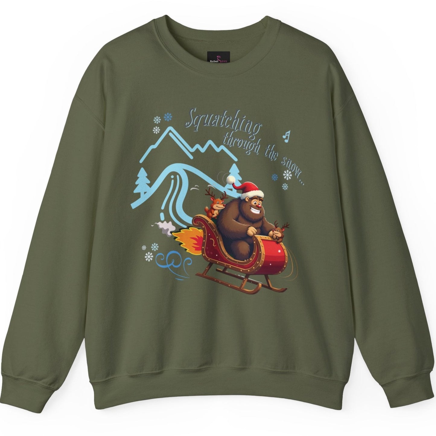 Squatching Through The Snow - Funny Sasquatch Bigfoot Christmas Sweatshirt - Unisex Heavy Blend™ Crewneck Sweatshirt