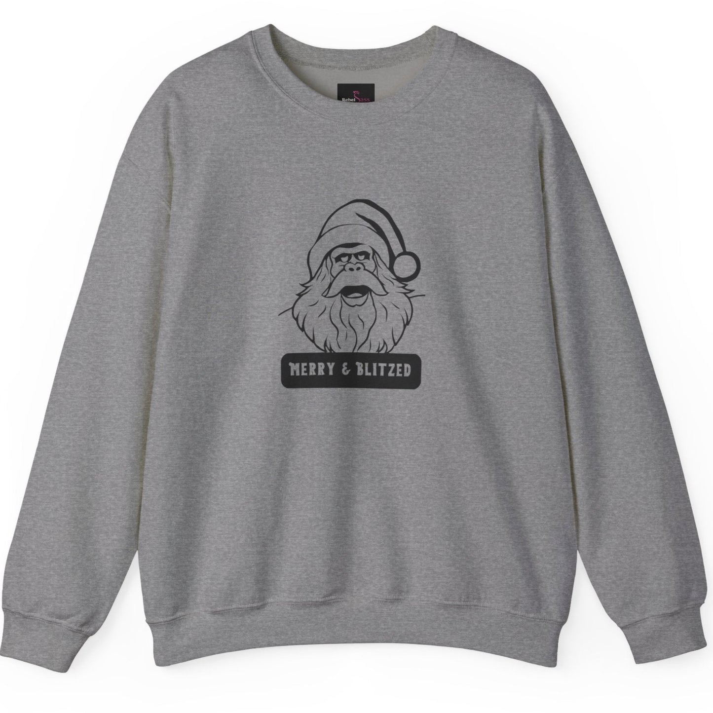 Merry and Blitzed - Funny Bigfoot Sasquatch Christmas Sweatshirt - Unisex Heavy Blend™ Crewneck Sweatshirt