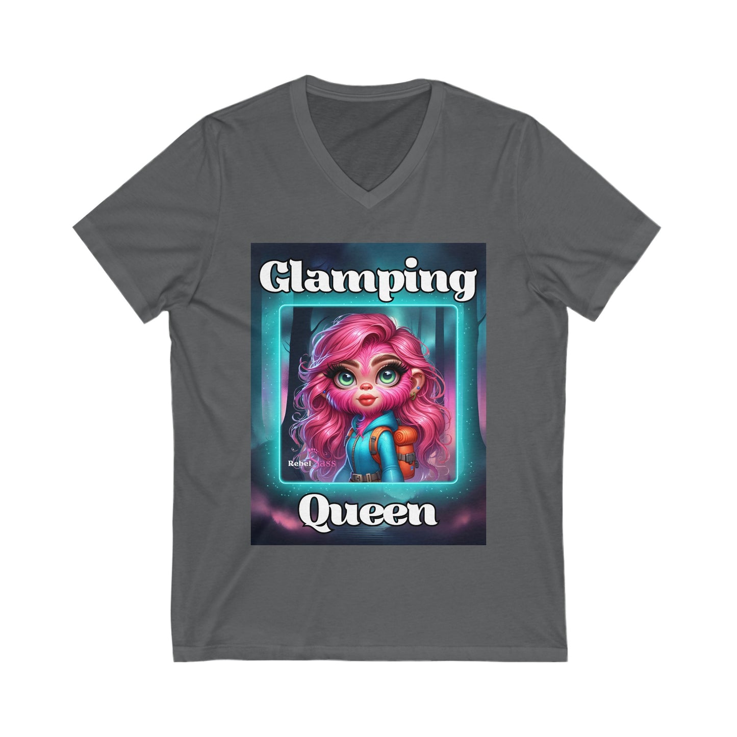 Glamping Queen Unisex Jersey Short Sleeve V-Neck Tee