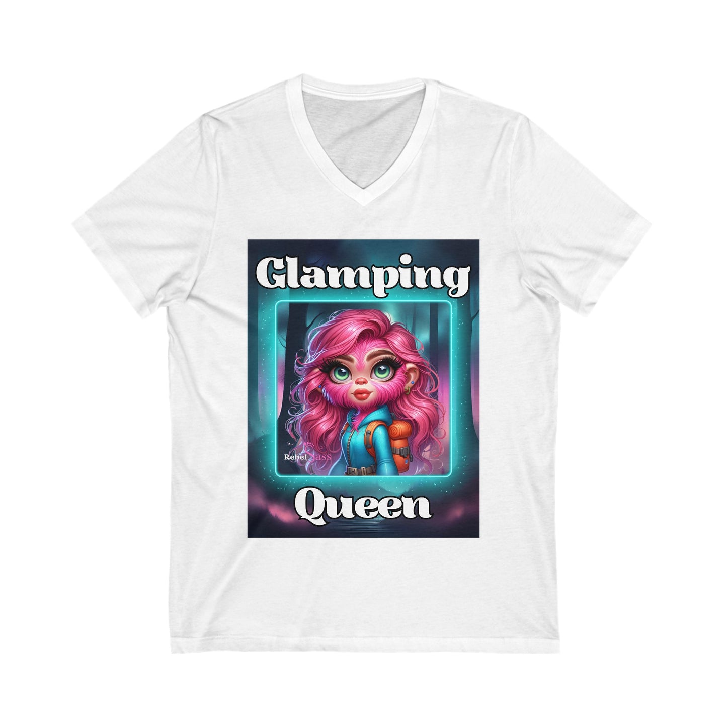 Glamping Queen Unisex Jersey Short Sleeve V-Neck Tee