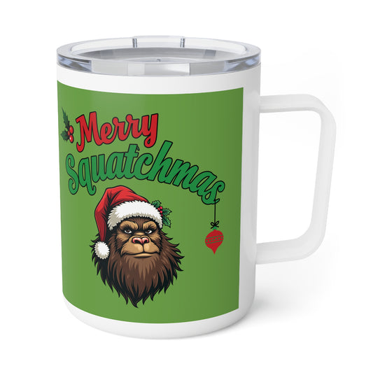 "Merry Squatchmas"-  Bigfoot Sasquatch Christmas- Insulated Coffee Mug, 10oz