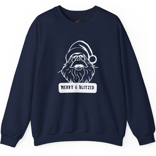 Merry and Blitzed - Funny Bigfoot Sasquatch Christmas Sweatshirt - Unisex Heavy Blend™ Crewneck Sweatshirt