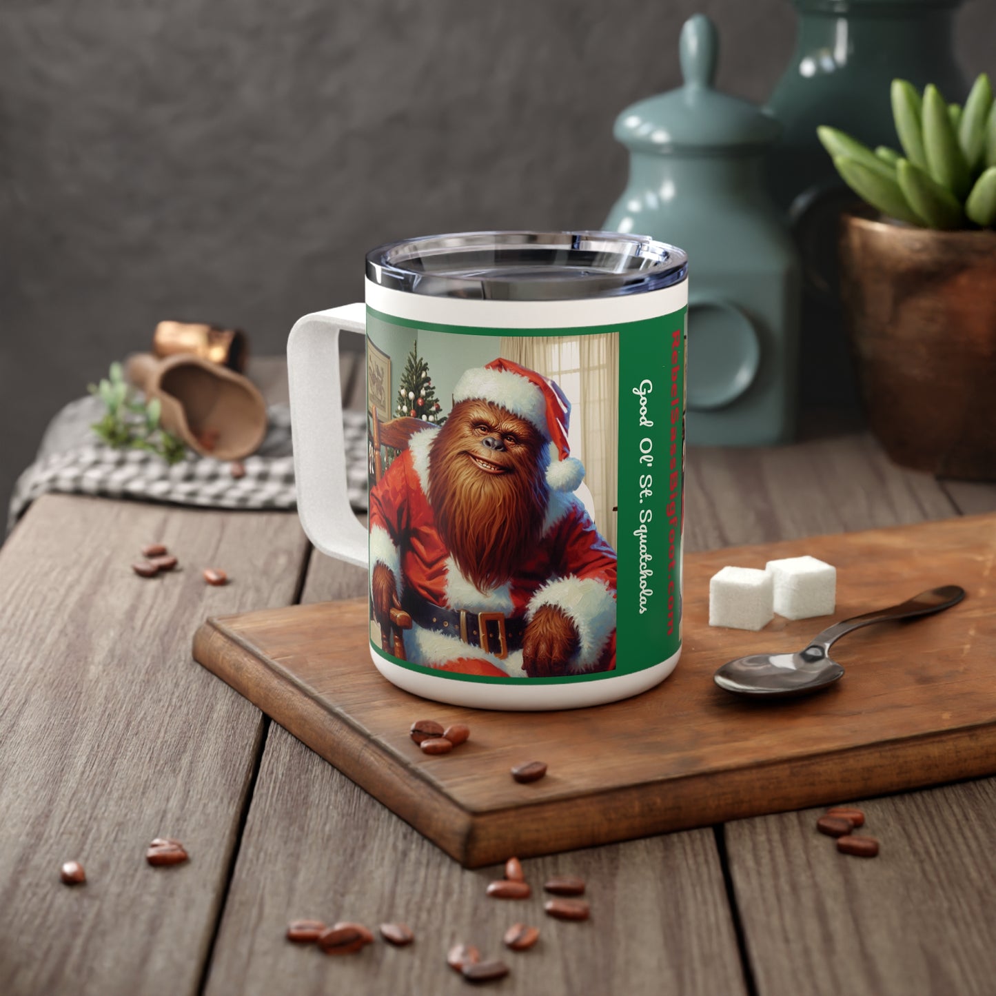 Good 'Ol St. Squatcholas'-  Bigfoot Sasquatch Christmas- Insulated Coffee Mug, 10oz