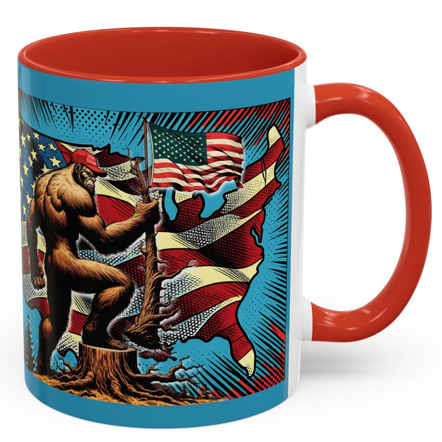 Our Land- Design - Patriotic Bigfoot- Accent Coffee Mug, 11oz