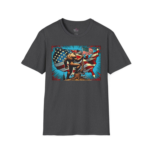 Our Land - Design- Patriotic Bigfoot - Unisex Short Sleeve T-Shirt