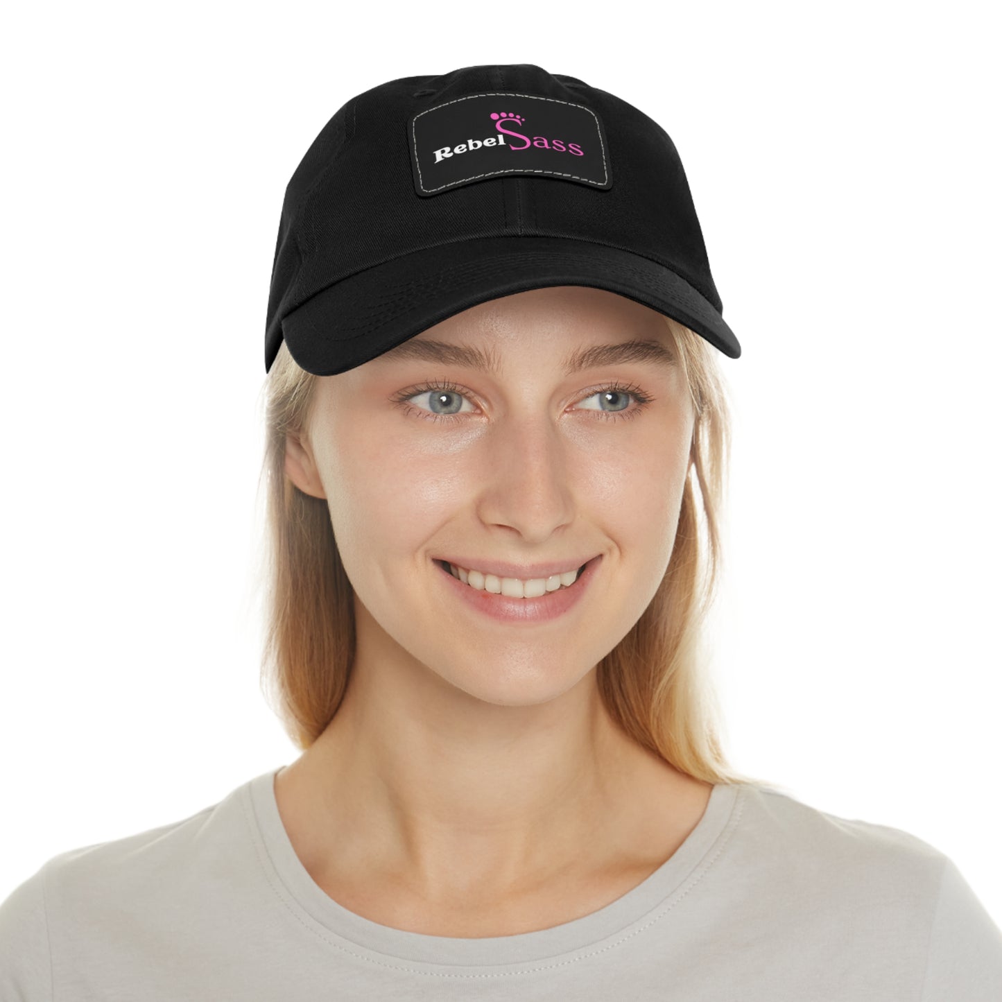 Dad Hat with Leather Patch (Rectangle)- Rebel Sass Logo