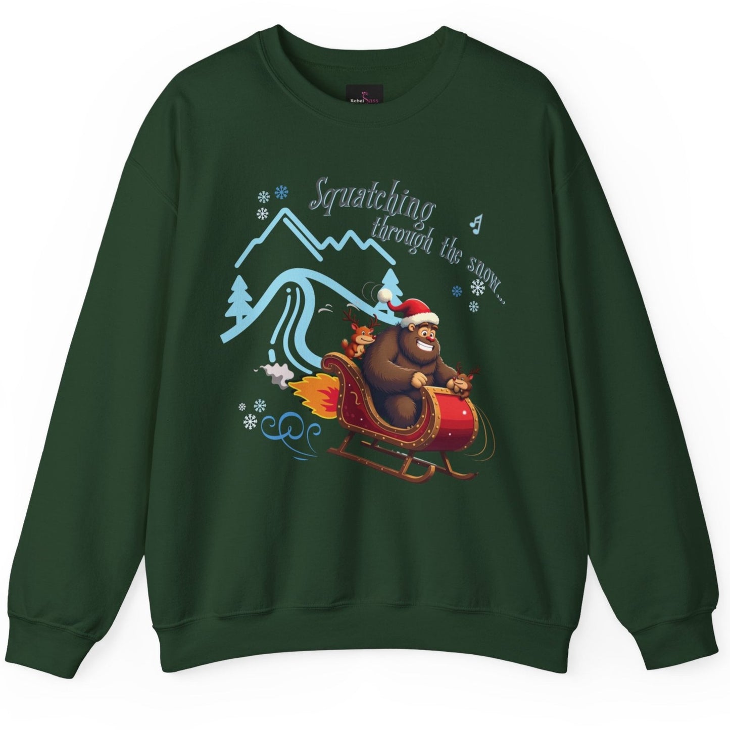 Squatching Through The Snow - Funny Sasquatch Bigfoot Christmas Sweatshirt - Unisex Heavy Blend™ Crewneck Sweatshirt