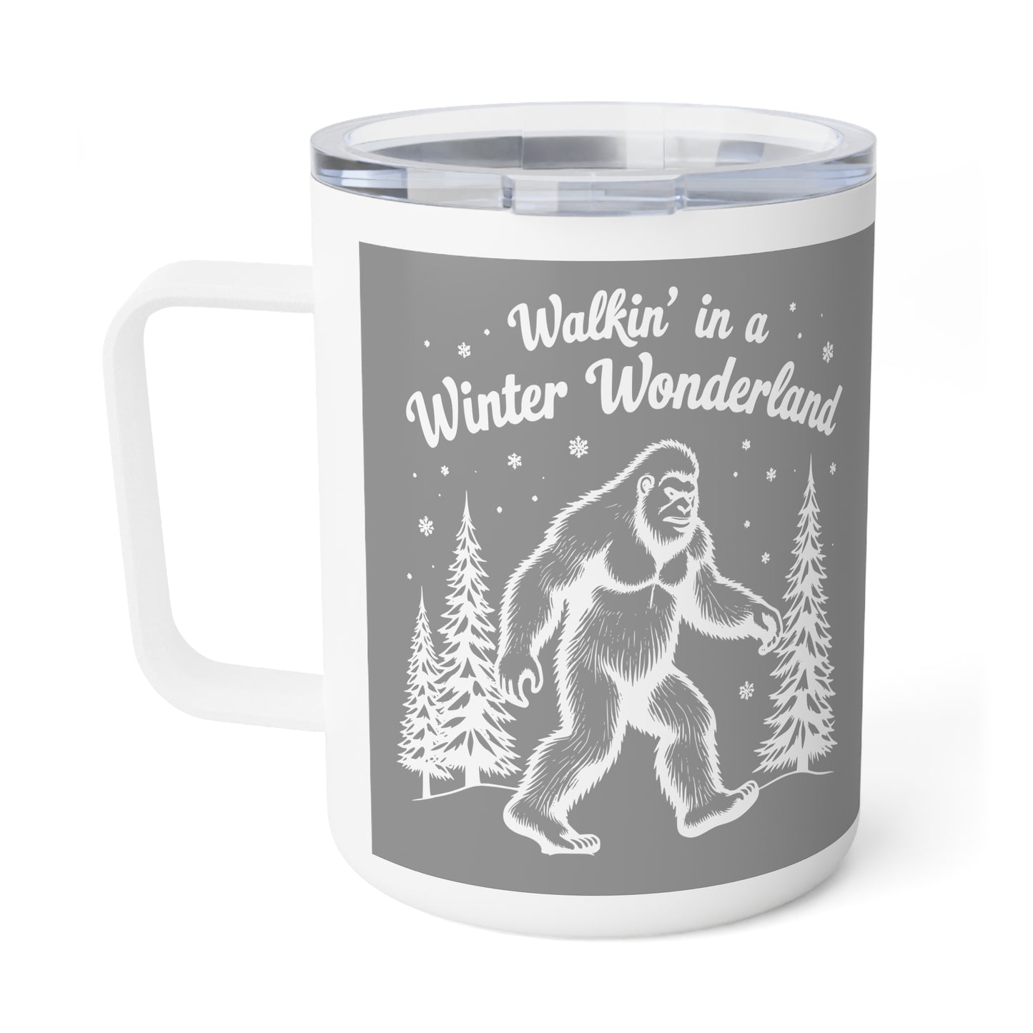 "Walking In A Winter Wonderland"-  Bigfoot Sasquatch Christmas- Insulated Coffee Mug, 10oz