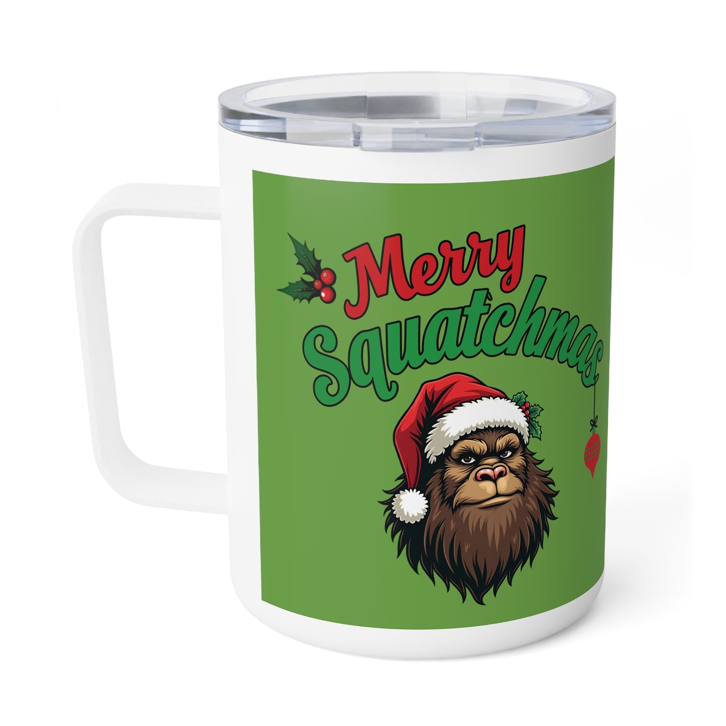 "Merry Squatchmas"-  Bigfoot Sasquatch Christmas- Insulated Coffee Mug, 10oz