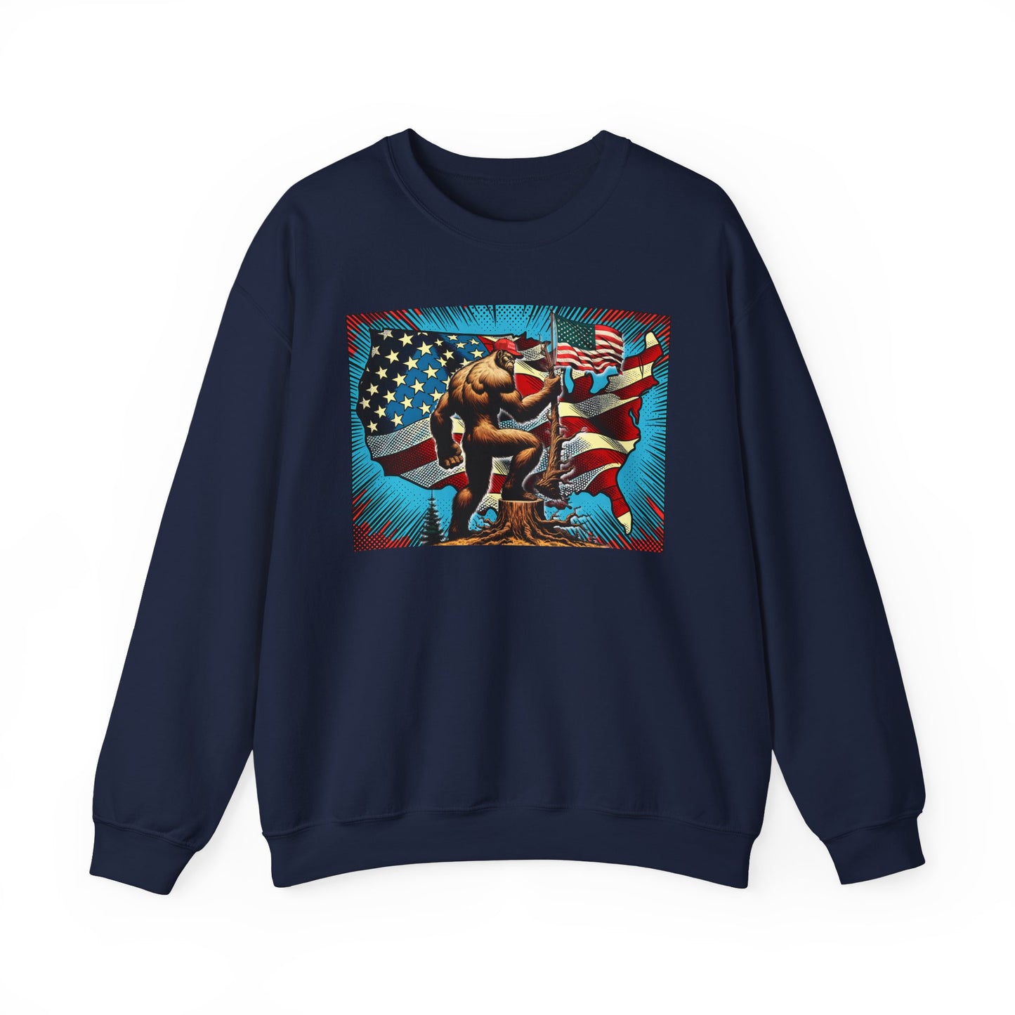 Our Land - Patriotic Bigfoot - Design - Unisex Garment-Dyed Sweatshirt - Rebel Sass Bigfoot Shop