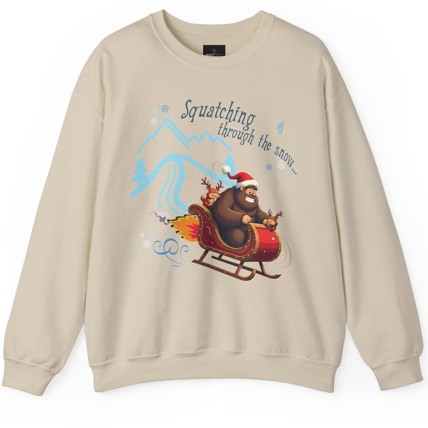 Squatching Through The Snow - Funny Sasquatch Bigfoot Christmas Sweatshirt - Unisex Heavy Blend™ Crewneck Sweatshirt