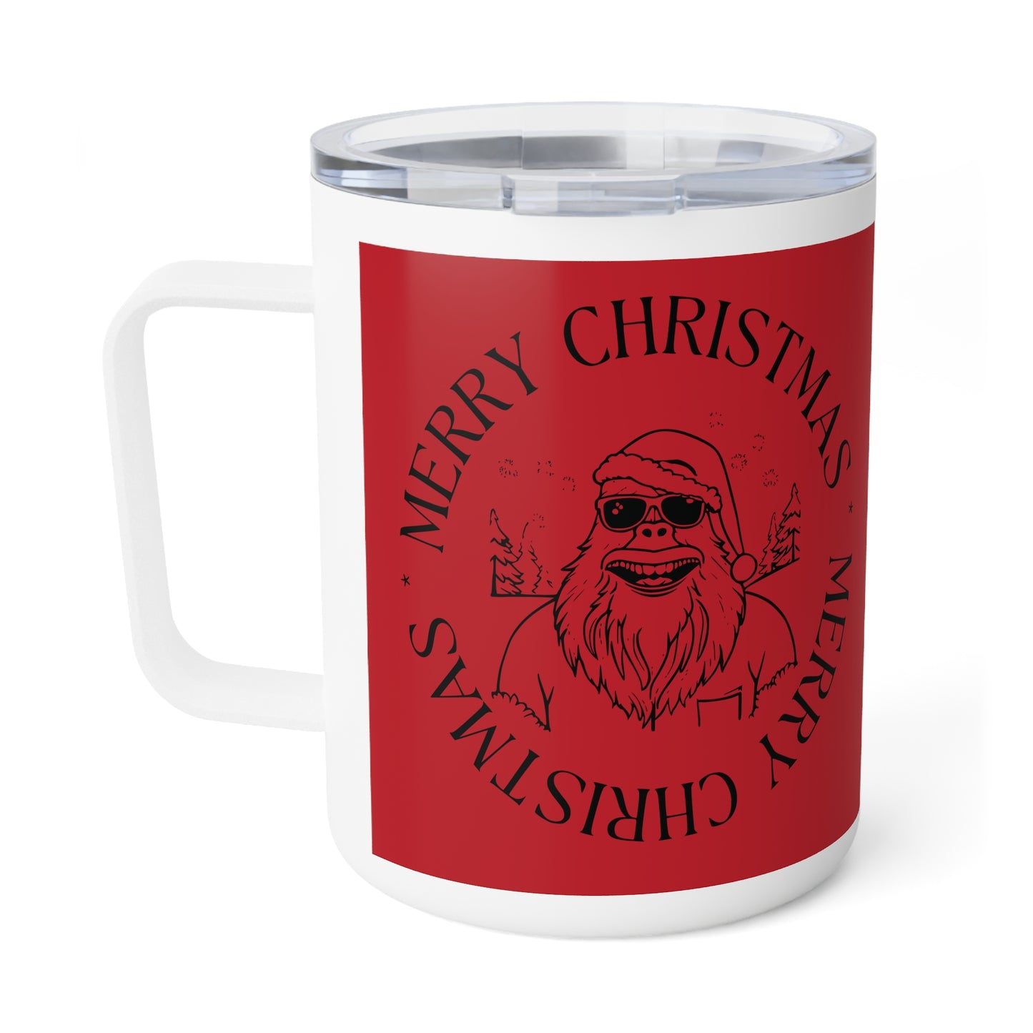 "Merry Christmas"-  Bigfoot Sasquatch Christmas- Insulated Coffee Mug, 10oz