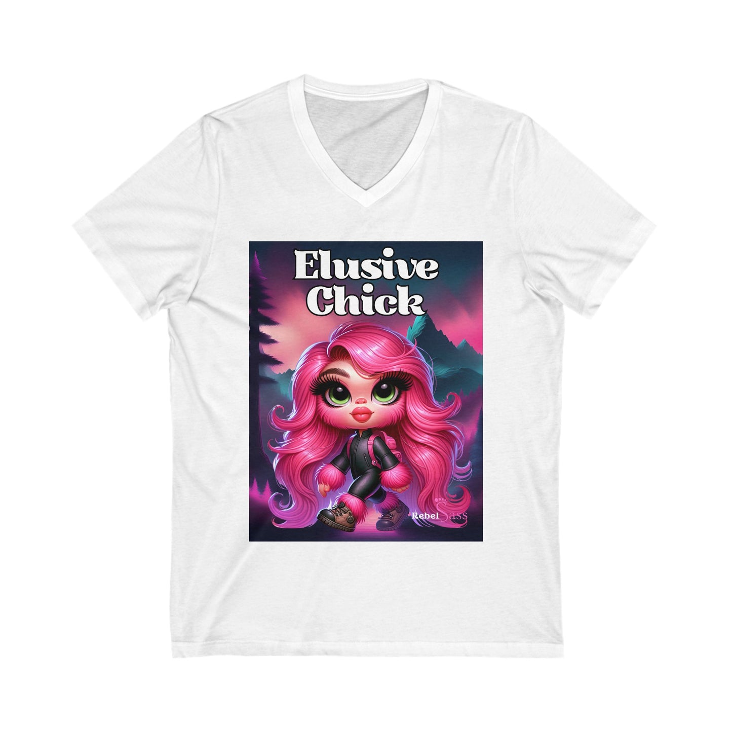 Elusive Chick Unisex Jersey Short Sleeve V-Neck Tee