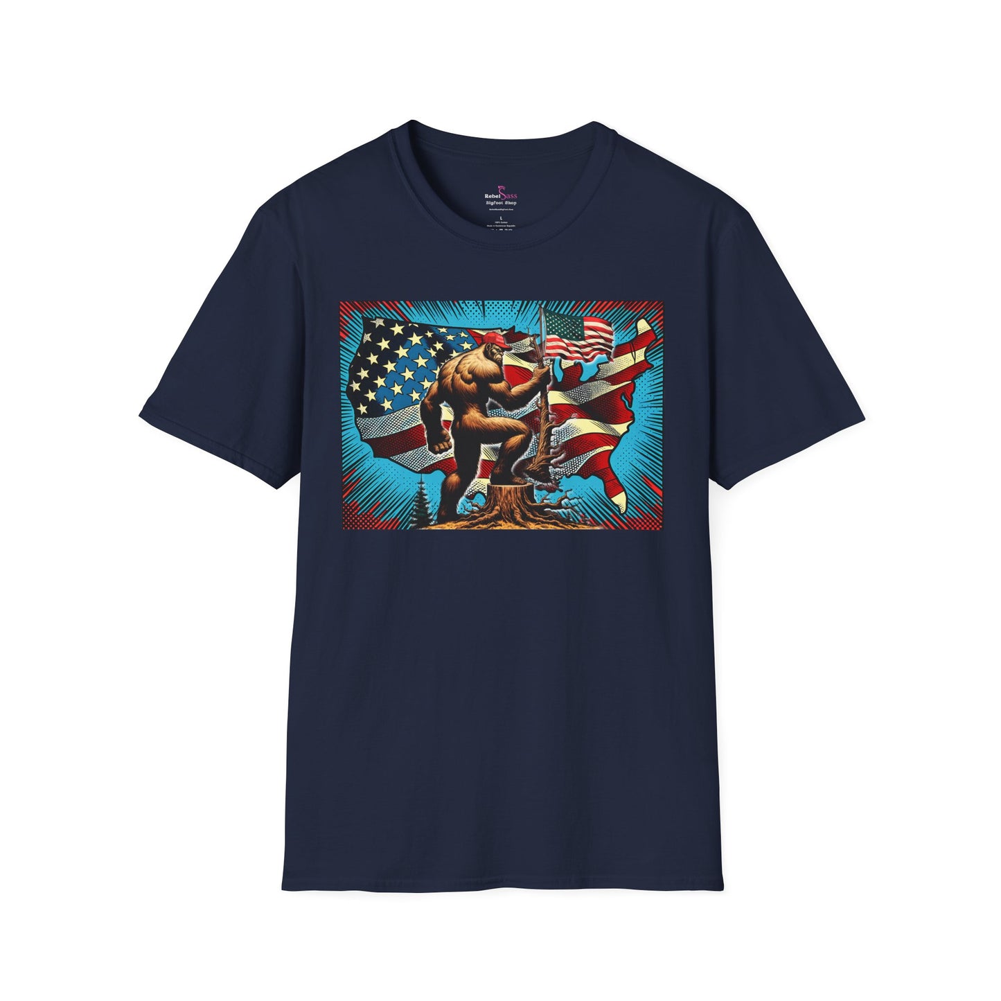 Our Land - Design- Patriotic Bigfoot - Unisex Short Sleeve T-Shirt