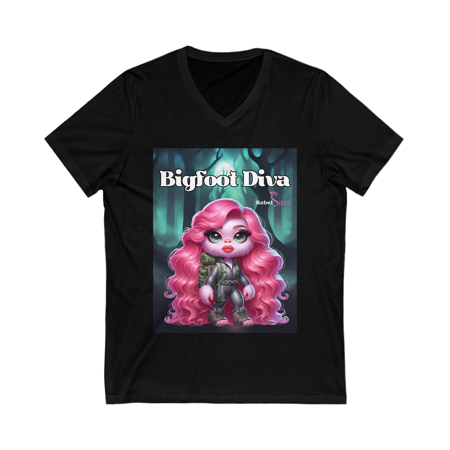 Bigfoot Diva Unisex Jersey Short Sleeve V-Neck Tee