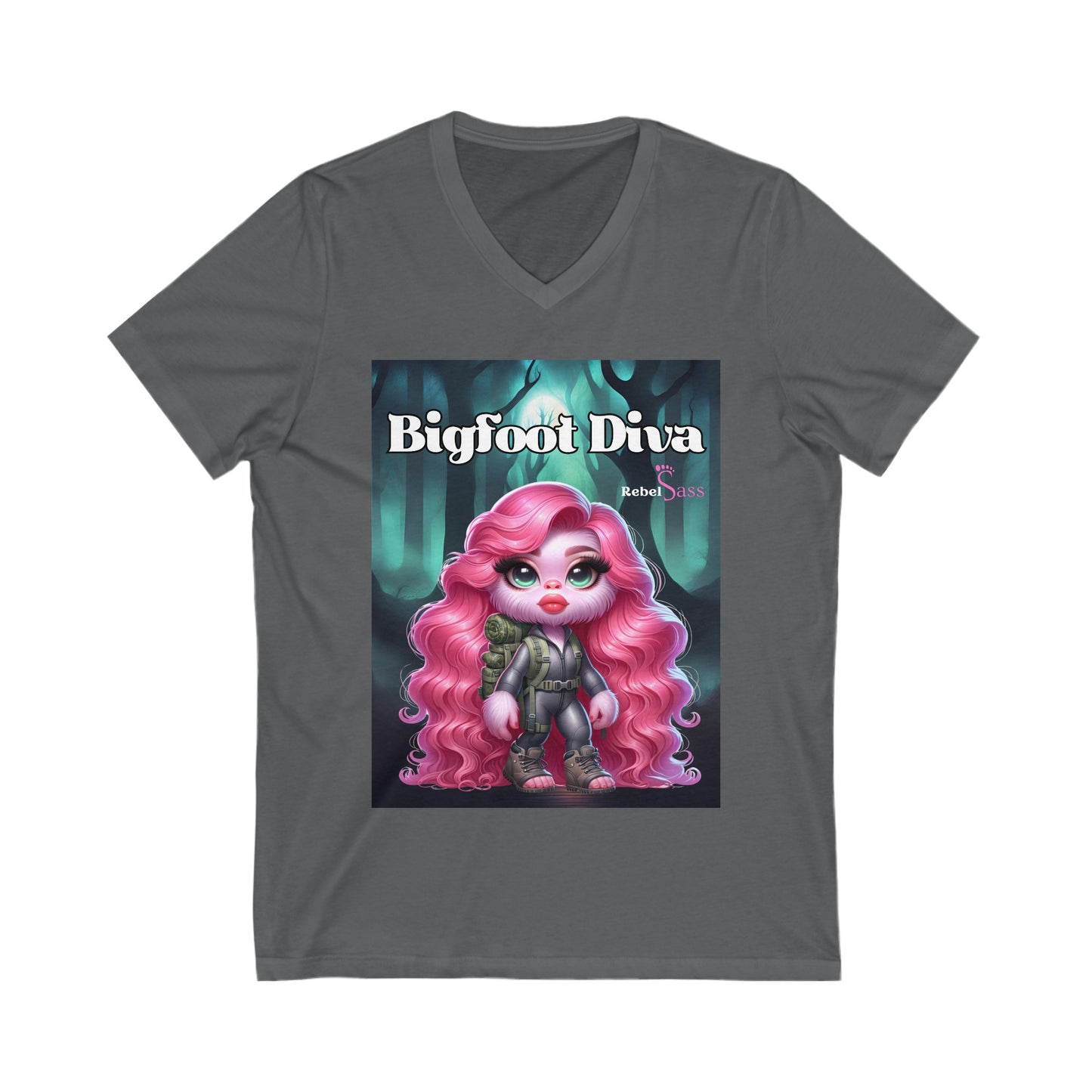 Bigfoot Diva Unisex Jersey Short Sleeve V-Neck Tee