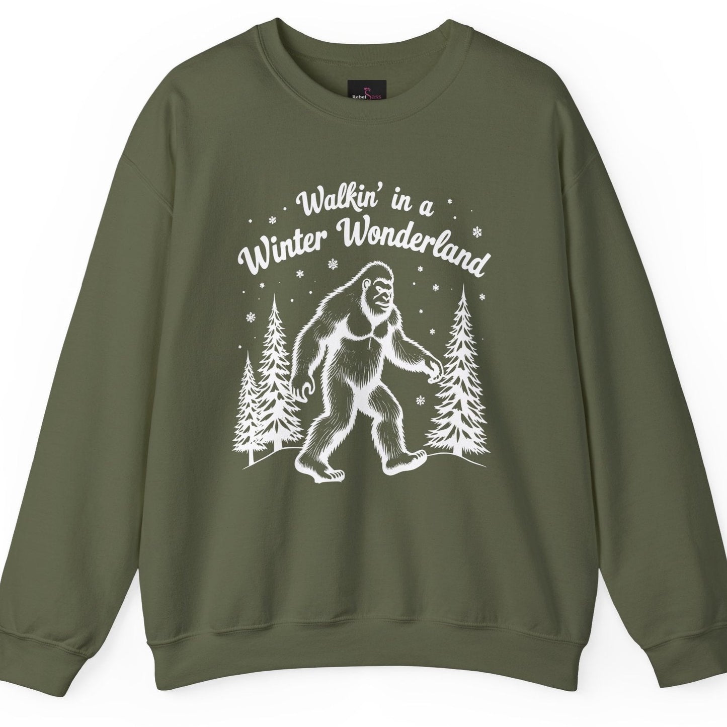 Walking In a Winter Wonderland - Funny Bigfoot  Sasquatch Christmas Sweatshirt - Unisex Heavy Blend™ Crewneck Sweatshirt