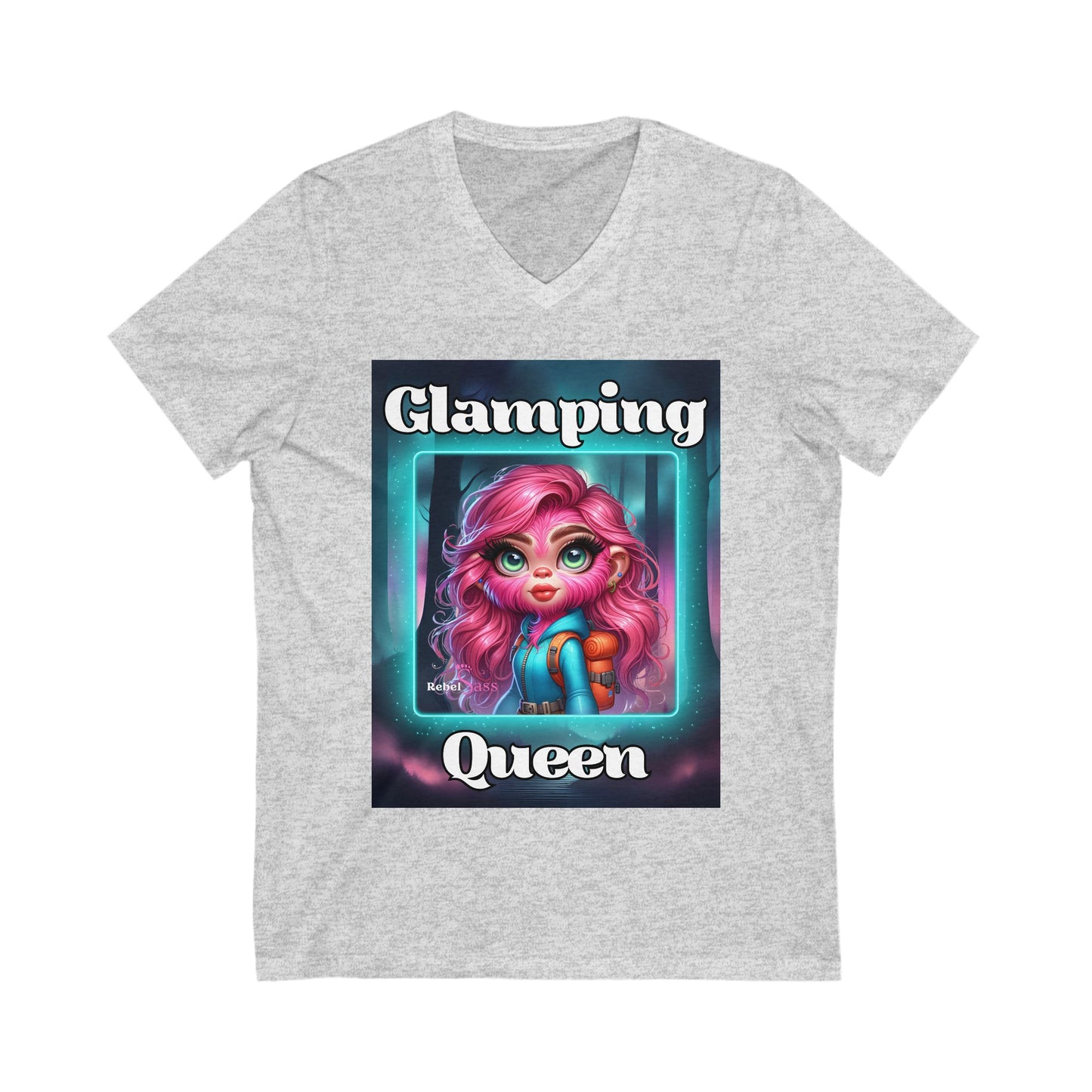 Glamping Queen Unisex Jersey Short Sleeve V-Neck Tee