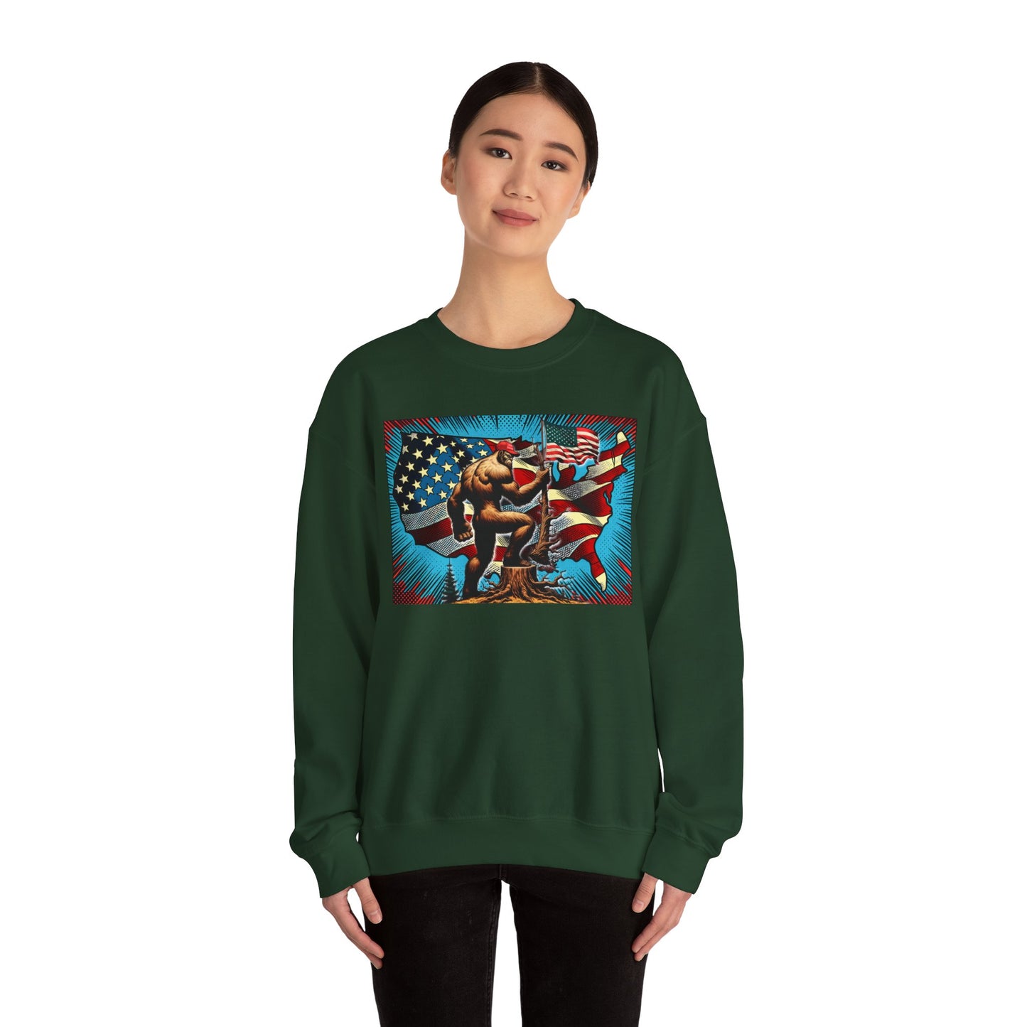 Our Land - Patriotic Bigfoot - Design - Unisex Garment-Dyed Sweatshirt - Rebel Sass Bigfoot Shop