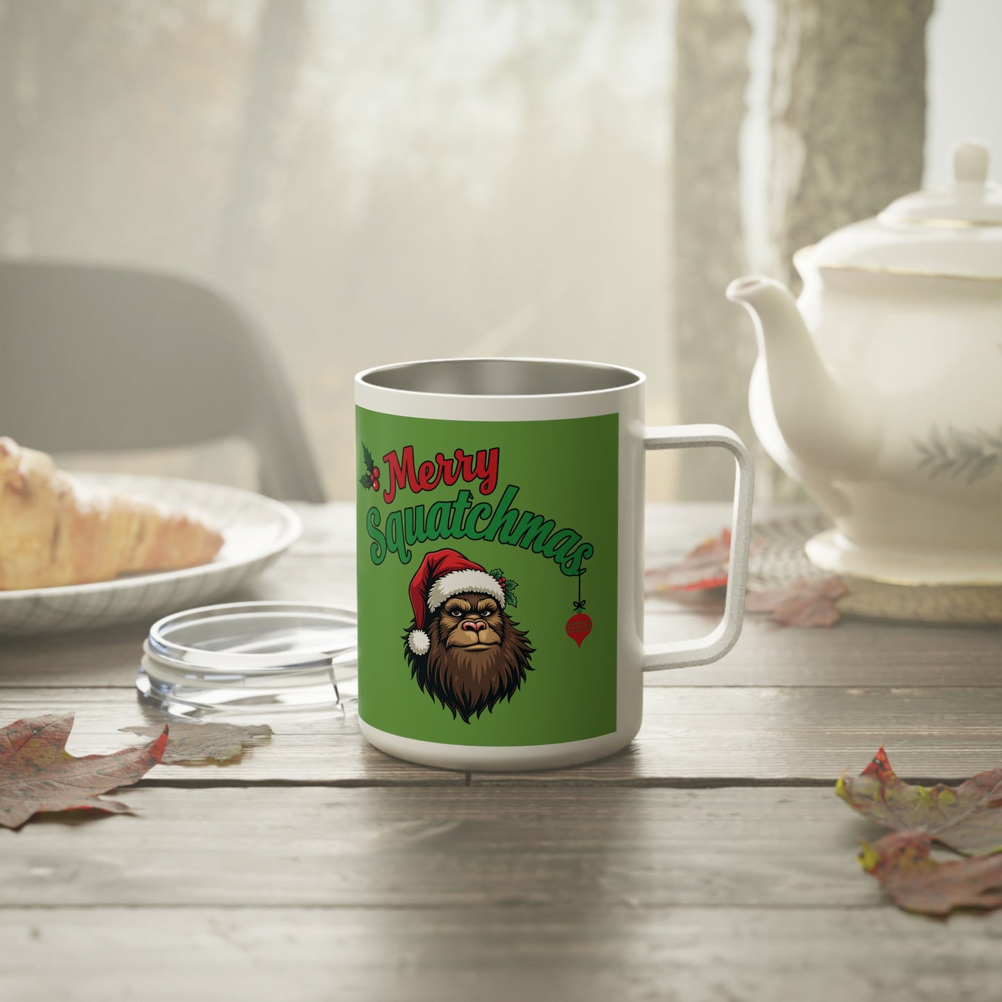 "Merry Squatchmas"-  Bigfoot Sasquatch Christmas- Insulated Coffee Mug, 10oz