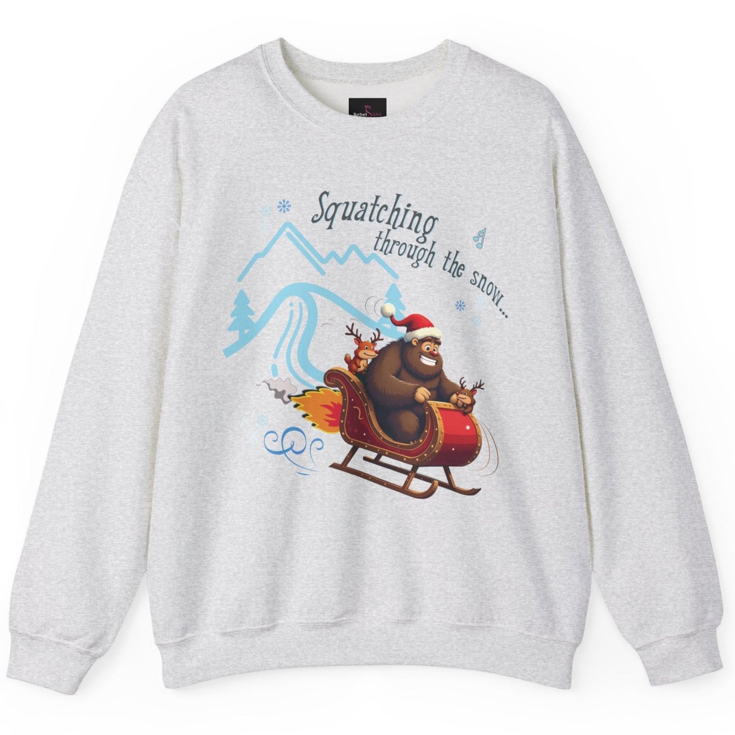 Squatching Through The Snow - Funny Sasquatch Bigfoot Christmas Sweatshirt - Unisex Heavy Blend™ Crewneck Sweatshirt