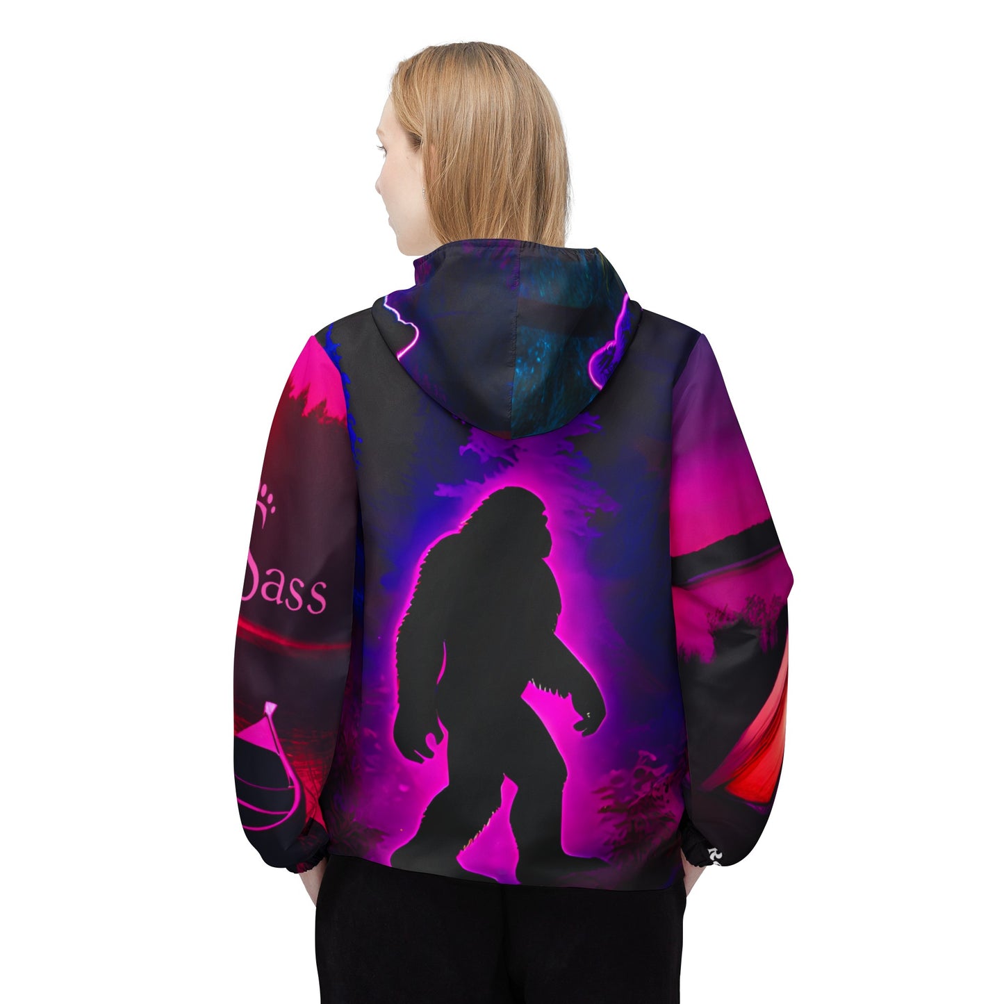 Neon Bigfoot Windbreaker Jacket- Rebel Sass.  (AOP)