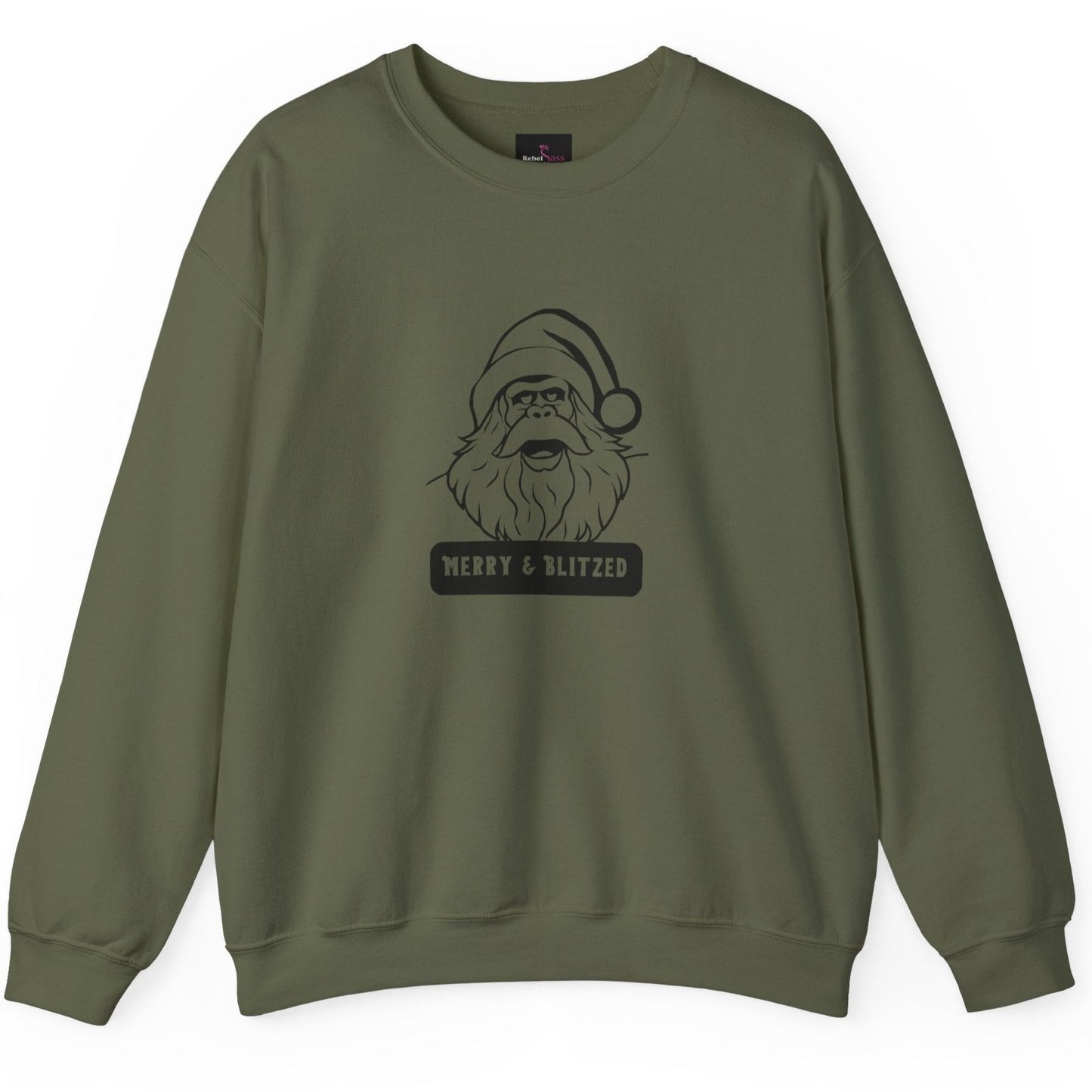 Merry and Blitzed - Funny Bigfoot Sasquatch Christmas Sweatshirt - Unisex Heavy Blend™ Crewneck Sweatshirt