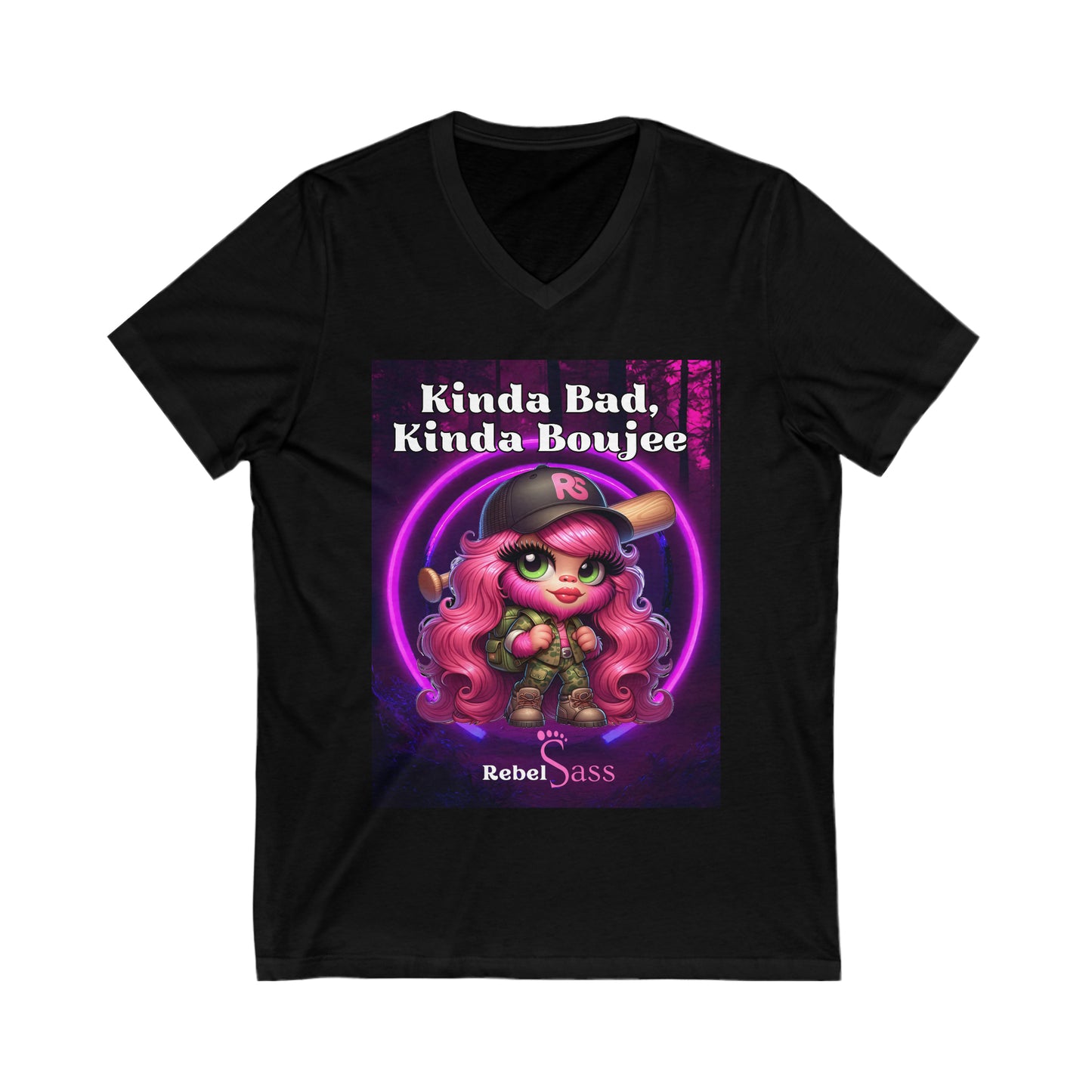 Kinda Bad, Kinda Boujee - Design - Unisex Jersey Short Sleeve V-Neck Tee