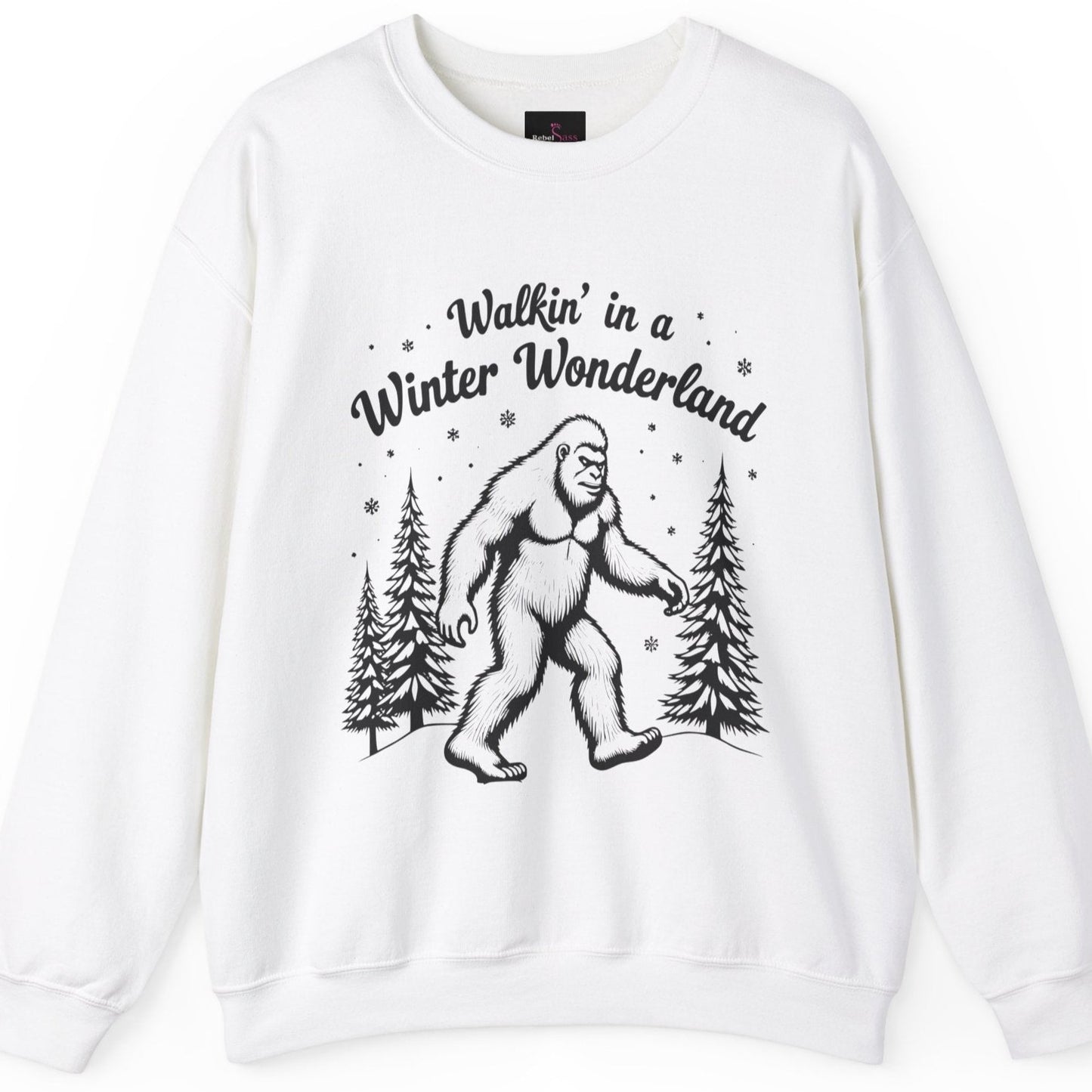 Walking In a Winter Wonderland - Funny Bigfoot  Sasquatch Christmas Sweatshirt - Unisex Heavy Blend™ Crewneck Sweatshirt