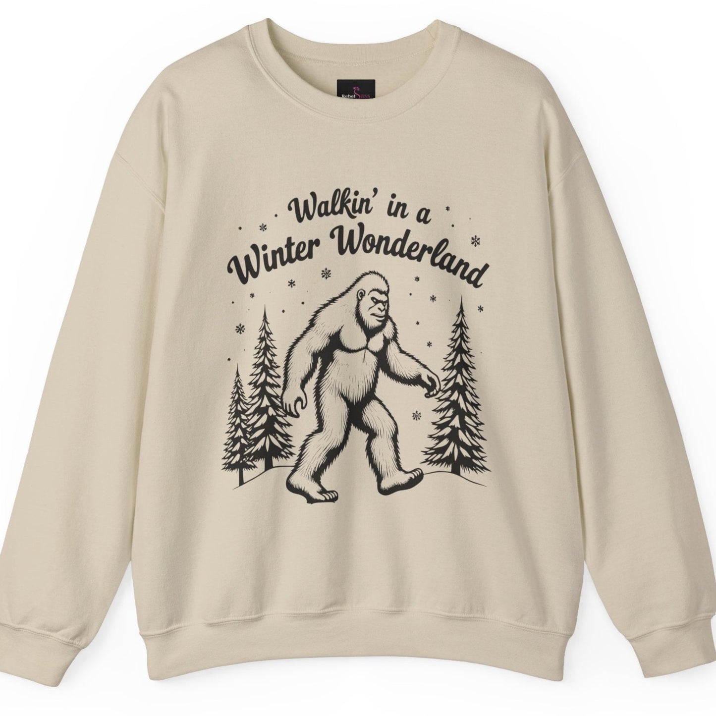 Walking In a Winter Wonderland - Funny Bigfoot  Sasquatch Christmas Sweatshirt - Unisex Heavy Blend™ Crewneck Sweatshirt