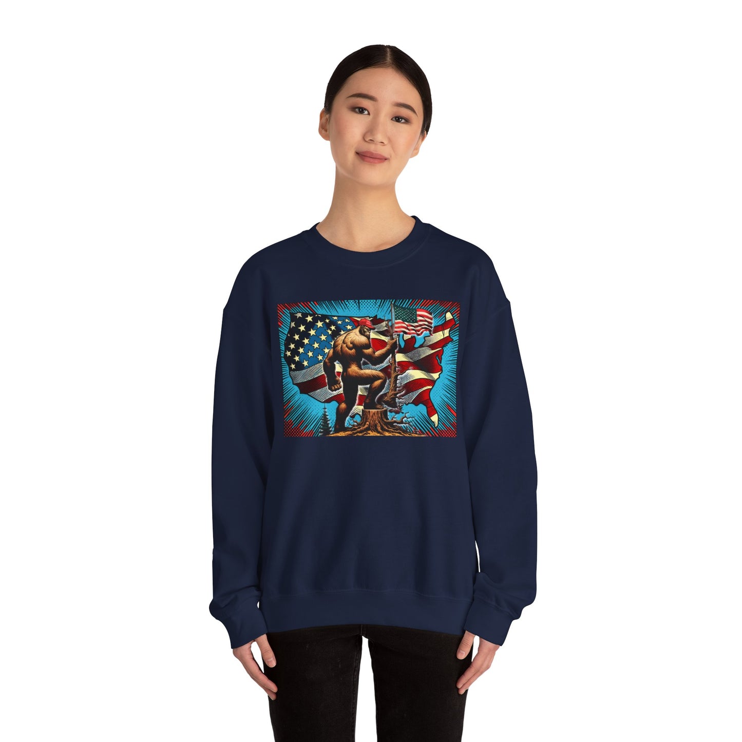 Our Land - Patriotic Bigfoot - Design - Unisex Garment-Dyed Sweatshirt - Rebel Sass Bigfoot Shop