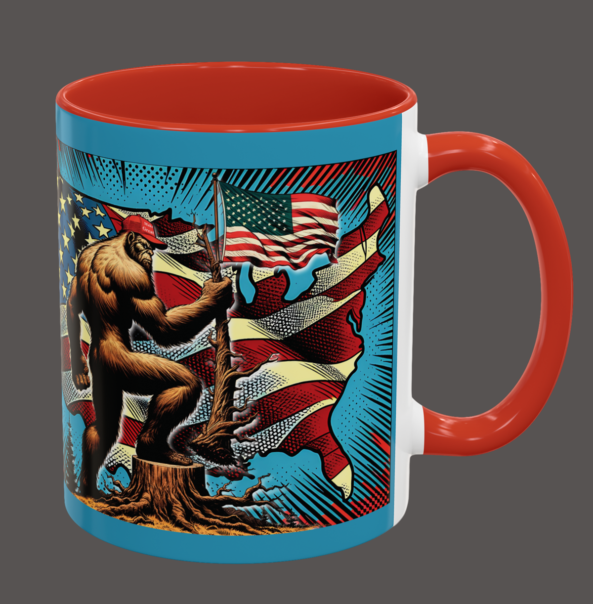 Our Land- Design - Patriotic Bigfoot- Accent Coffee Mug, 11oz