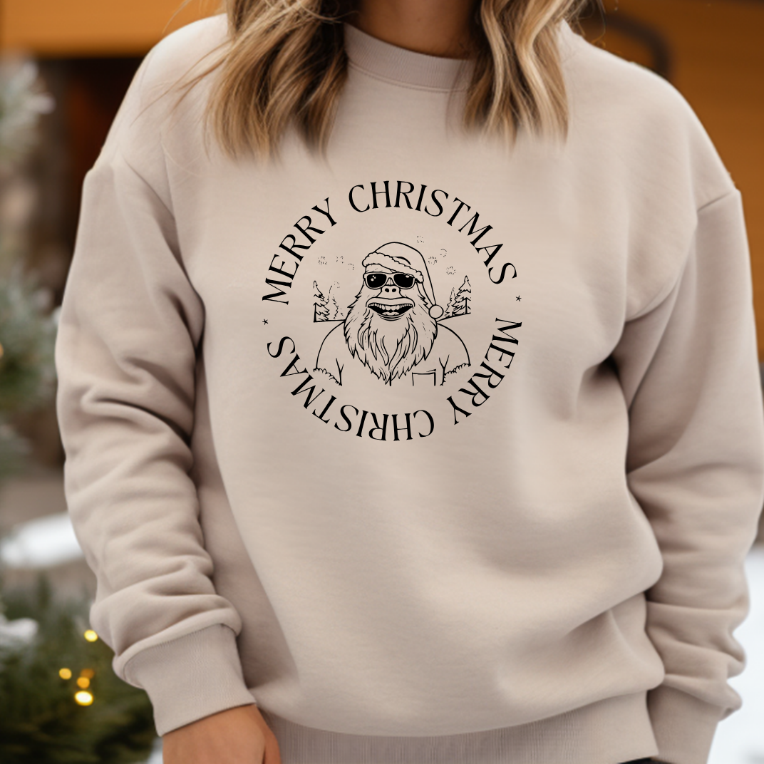 Merry Christmas - Funny Bigfoot  Sasquatch Christmas Sweatshirt - Unisex Heavy Blend™ Crewneck Sweatshirt