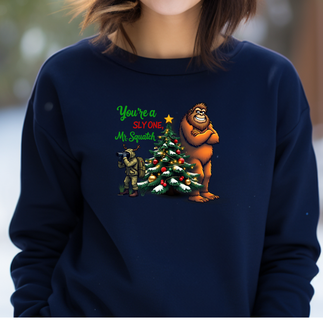 You're A Sly One Mr. Squatch - Funny Bigfoot Christmas Sweatshirt - Unisex Heavy Blend™ Crewneck Sweatshirt