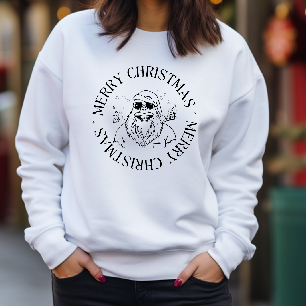 Merry Christmas - Funny Bigfoot  Sasquatch Christmas Sweatshirt - Unisex Heavy Blend™ Crewneck Sweatshirt