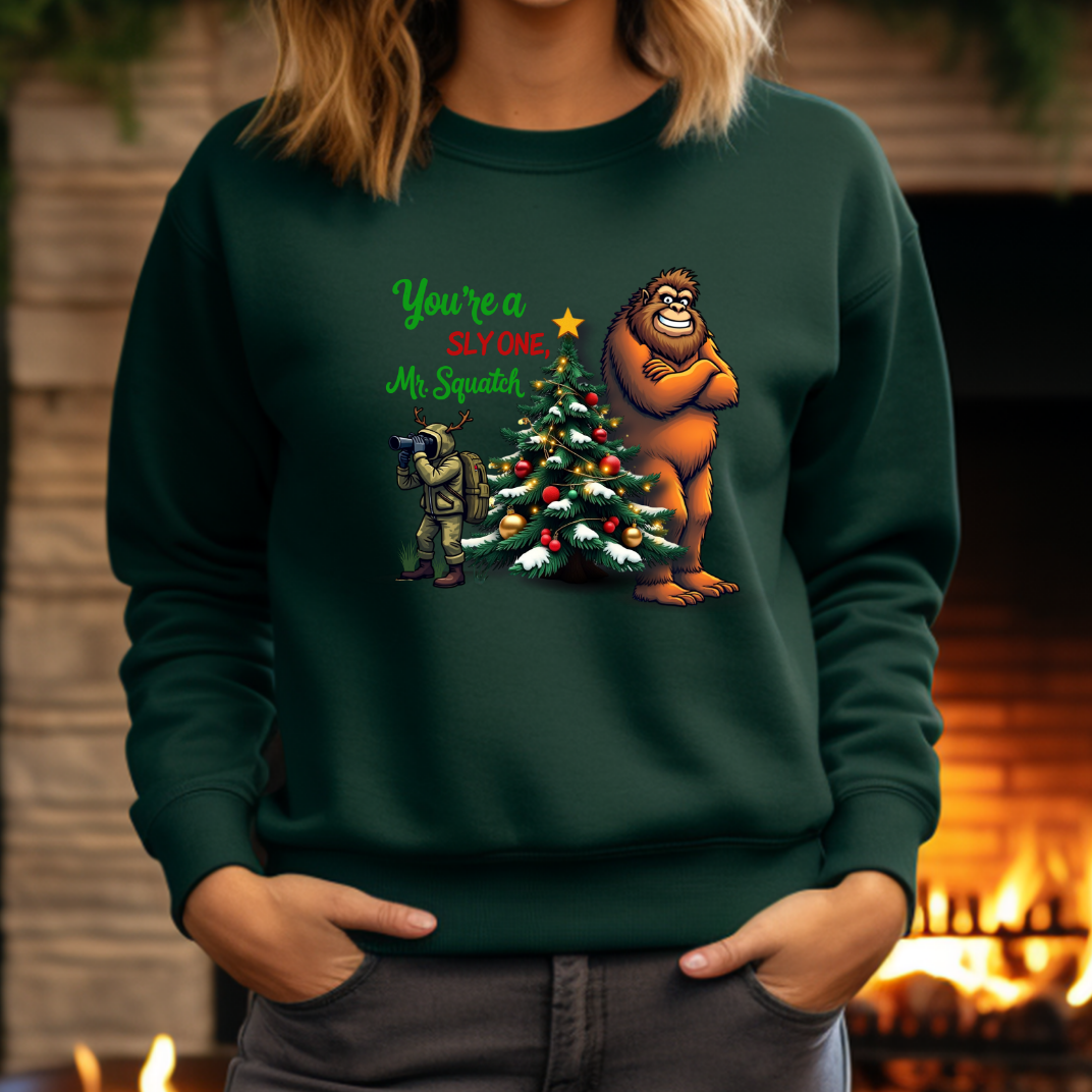 You're A Sly One Mr. Squatch - Funny Bigfoot Christmas Sweatshirt - Unisex Heavy Blend™ Crewneck Sweatshirt