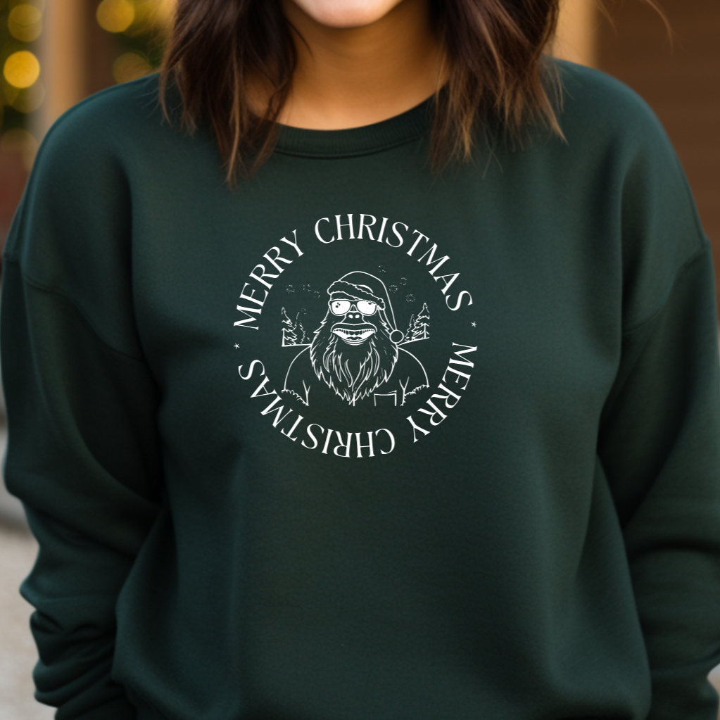 Merry Christmas - Funny Bigfoot  Sasquatch Christmas Sweatshirt - Unisex Heavy Blend™ Crewneck Sweatshirt