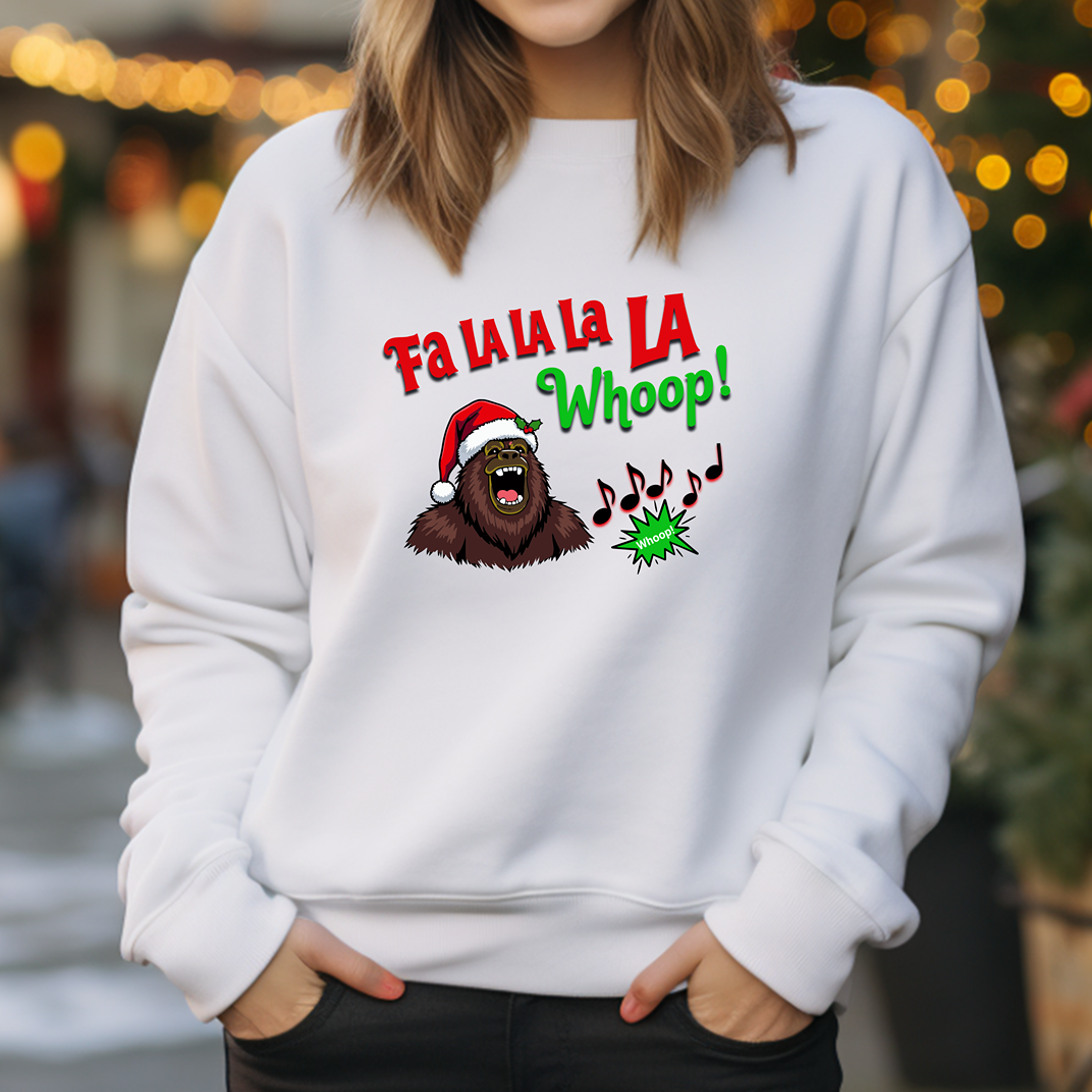 Fa La La La La Whoop - Funny Bigfoot Christmas Sweatshirt - Unisex Heavy Blend™ Crewneck Sweatshirt