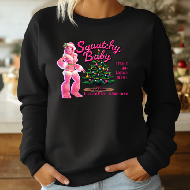 Squatchy Baby - Bigfoot Christmas Sweatshirt - Unisex Crewneck Sweatshirt