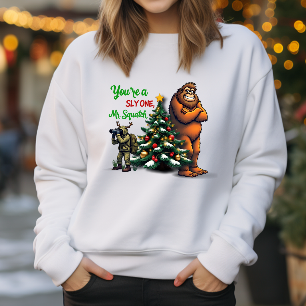 You're A Sly One Mr. Squatch - Funny Bigfoot Christmas Sweatshirt - Unisex Heavy Blend™ Crewneck Sweatshirt