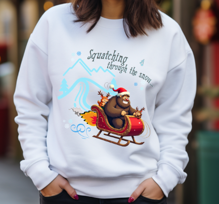 Squatching Through The Snow - Funny Sasquatch Bigfoot Christmas Sweatshirt - Unisex Heavy Blend™ Crewneck Sweatshirt