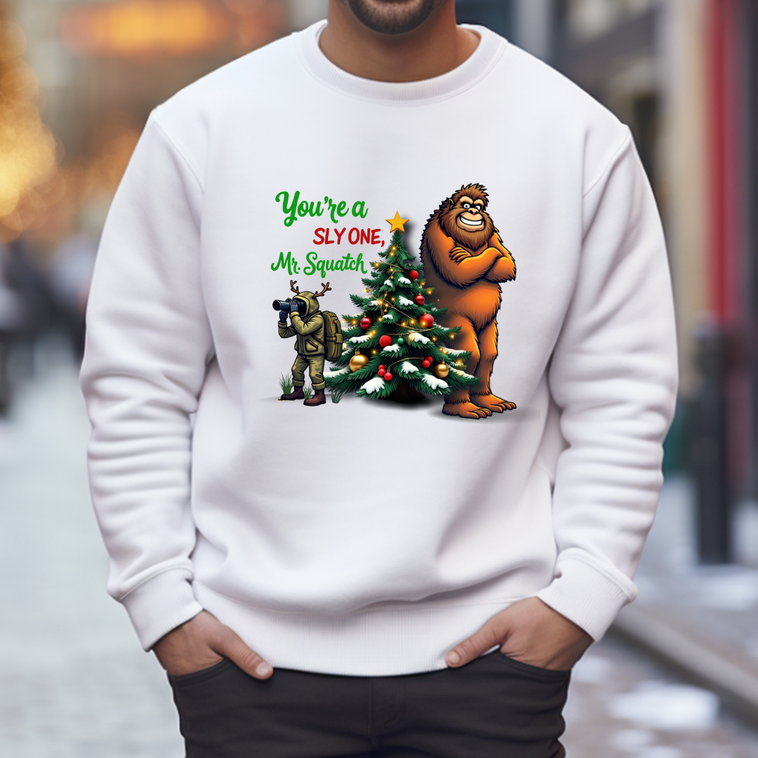 You're A Sly One Mr. Squatch - Funny Bigfoot Christmas Sweatshirt - Unisex Heavy Blend™ Crewneck Sweatshirt